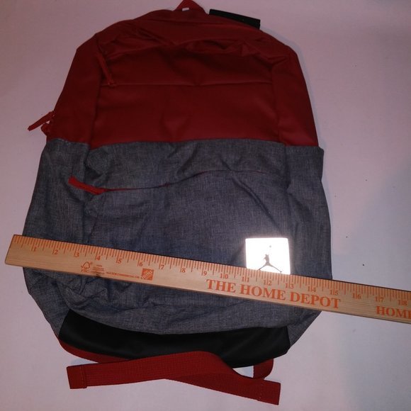 Jordan Backpack Book Bag‎ Red Gray Pockets Cushioned Straps School New - Picture 7 of 12